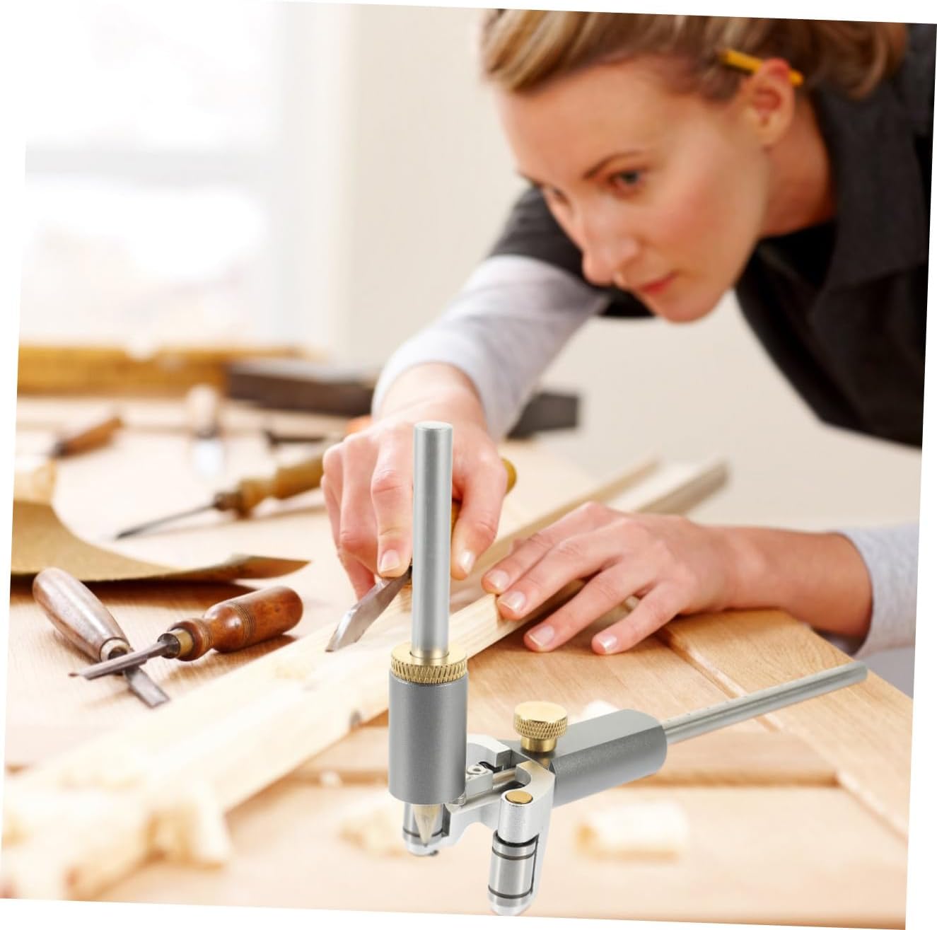 Angoily Automatic Scriber Marking Gauge Handheld Multifunctional Woodworking Tool Range for Accurate Measurement Random Color