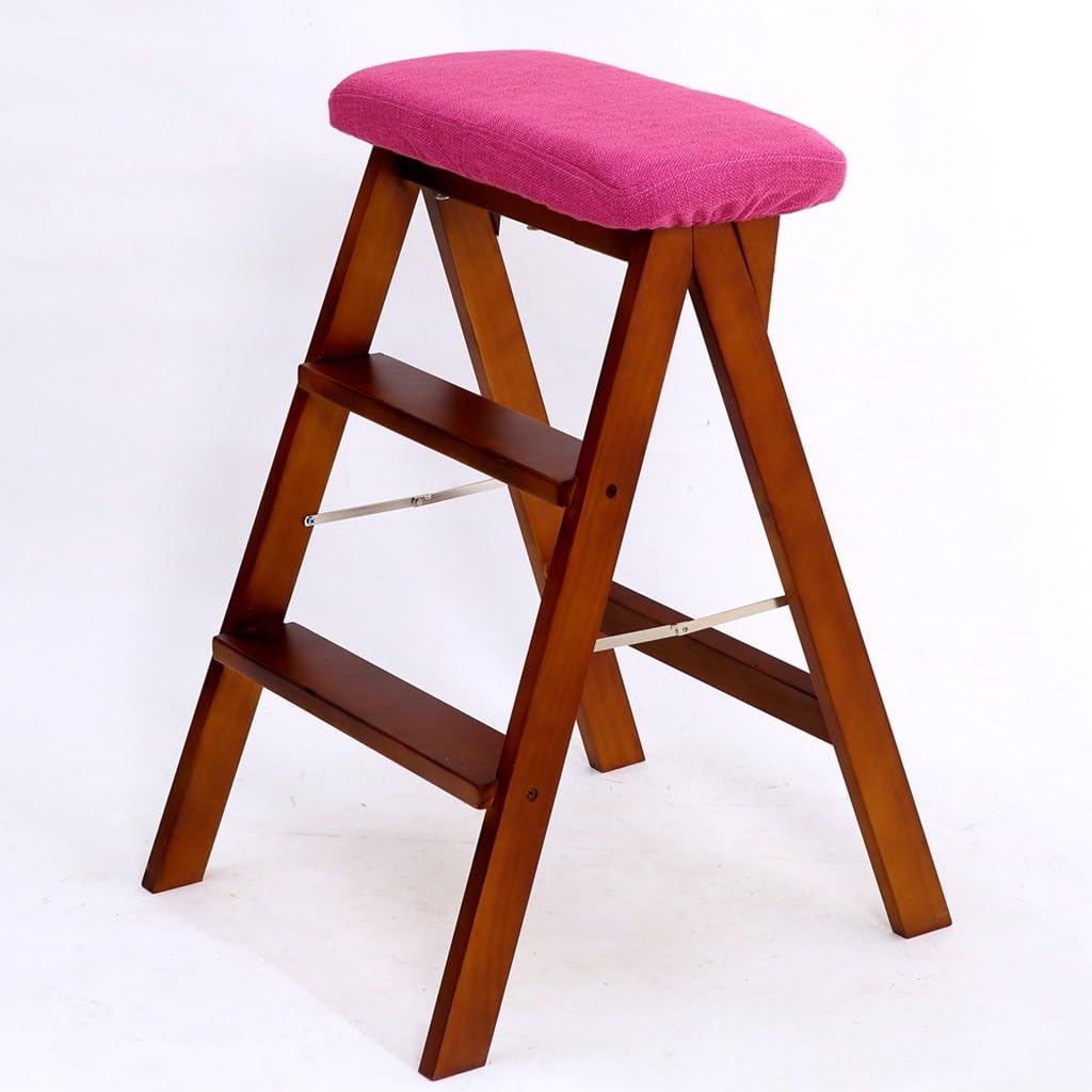 LUNEZY Folding Chair Stairs Multifunction Dual Use Birch Three Colors 3 Steps, 42 * 49 * 63CM (Color : 3#, Size : White)