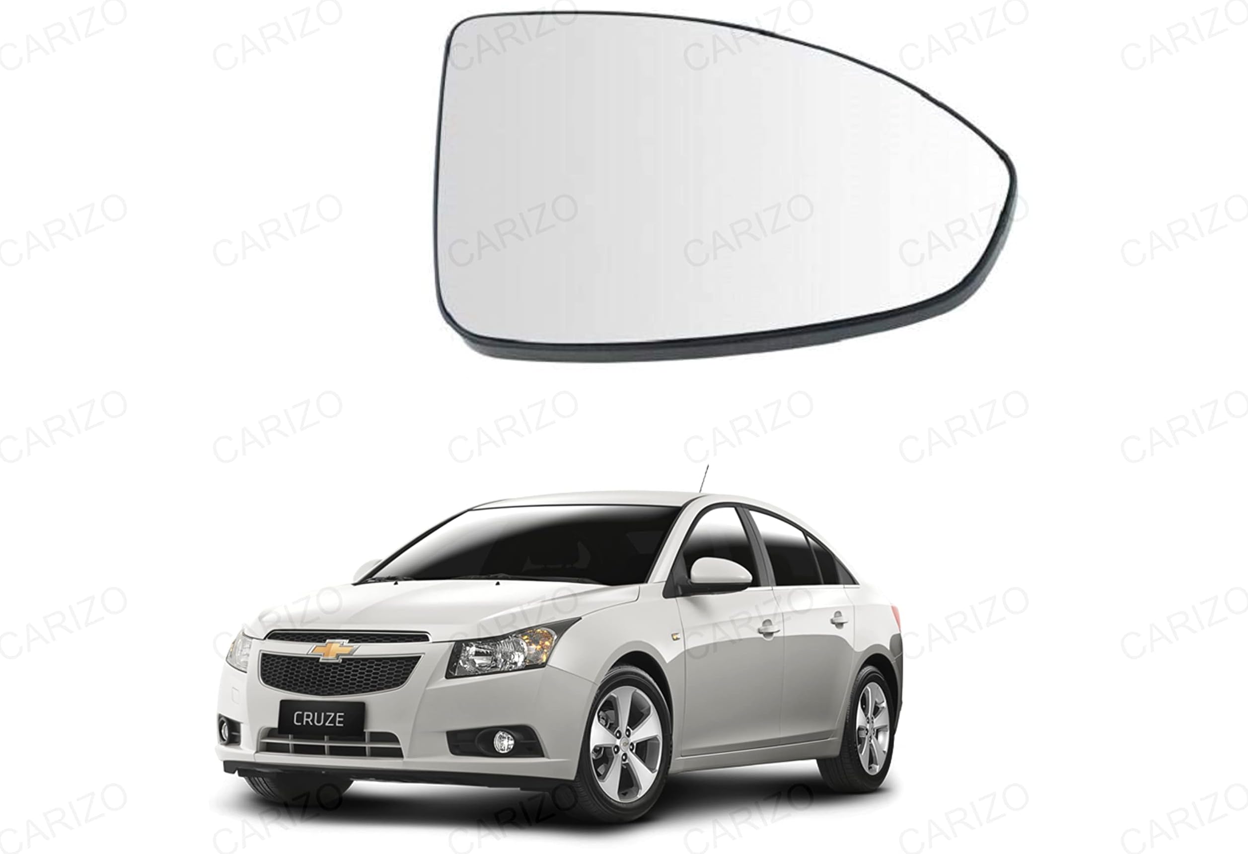 CARIZO Rear View Mirror Glass, Right Driver Side, Compatible with Chevrolet Cruze (2009-2015)
