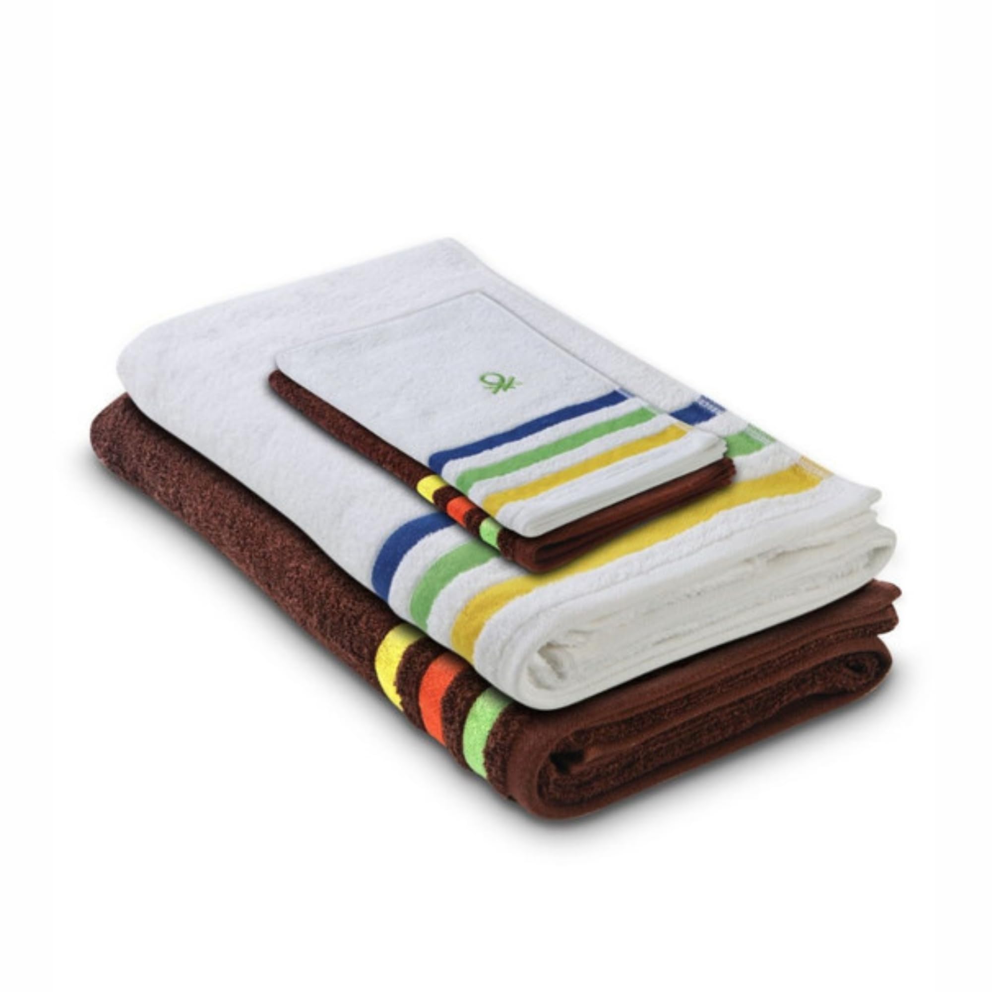 United Colors of Benetton Rainbow Cotton Towel Combo | 2 Bath + 2 Hand Towels | Cappuccino-Snow White-picture-18