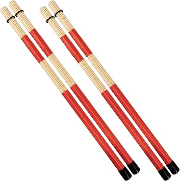 2Pair Drumsticks Bamboo Punk Drum Sticks for Jazz Folk Music Red