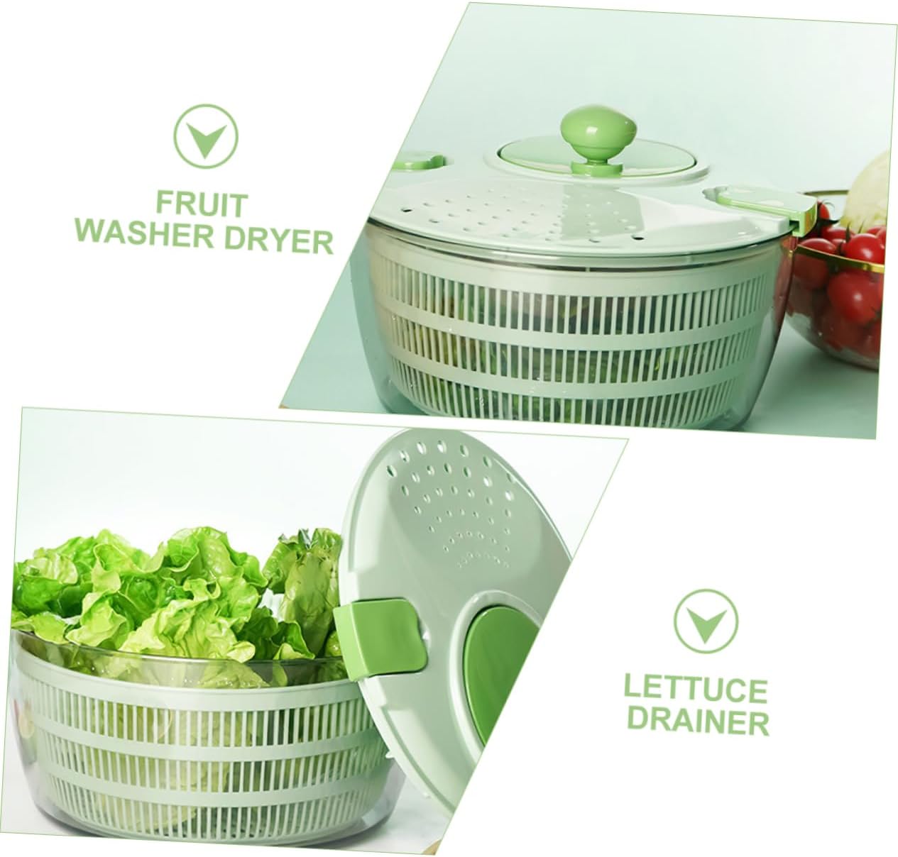 Manual Lettuce Washer Dryer ABS Rotary Salad Spinner 4l for Vegetables