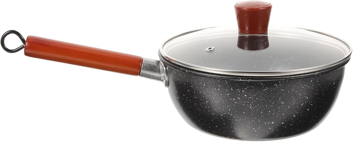 Cabilock Nonstick Small Milk Pot with Lid, 1.2l Metal Saucepan for Home Kitchen, Multipurpose Melt Pot Suitable for Cooking and Heating Milk