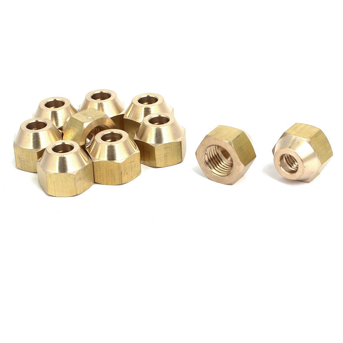 Aexit 1/4BSP Brass Civil Equipment Hardware Accessories Flare Nuts Air Conditioner Parts Fittings 10pcs for 6mm Dia Pipe Model:80as348qo721