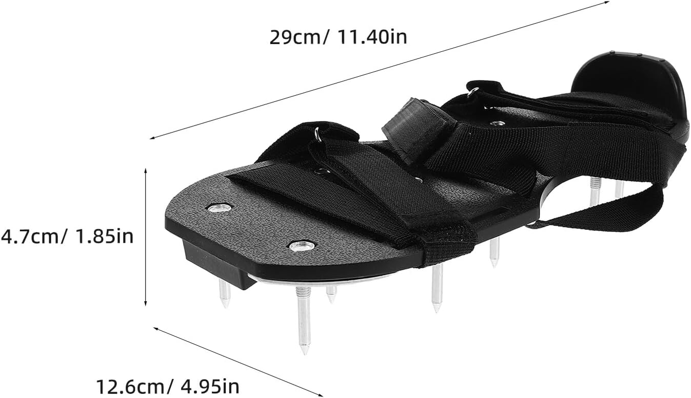 Lawn Aerator Shoes with Spikes for Garden and Grass Aeration, 4.5cm Spike Length, Black Sole and Straps, Manual Soil Aerator Tool for Yard and Patio Lawn Care