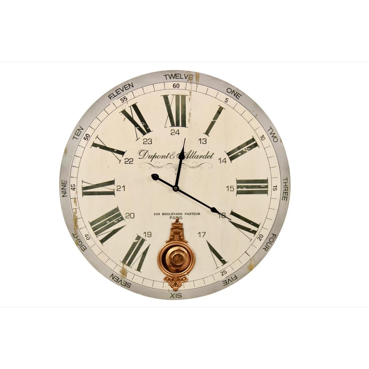 Horloge ancienne balancier Dupont & Allardet en bois blanc de 58cm au charme d'antan unique