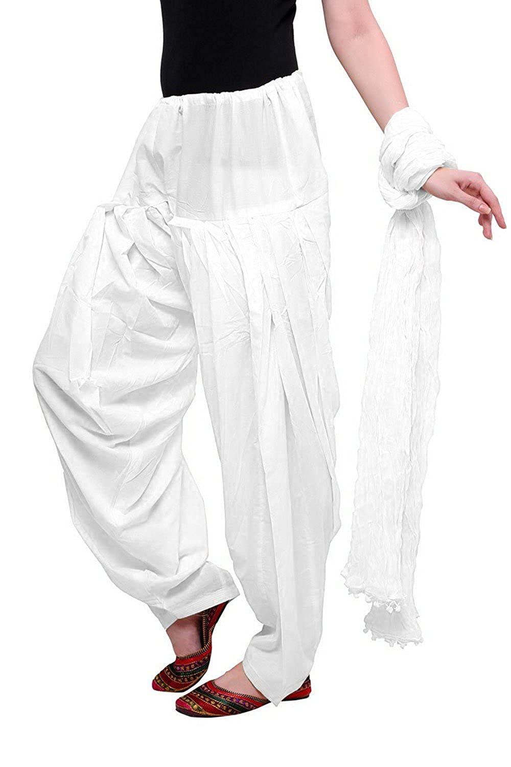 CRAFTSTRIBE Cotton Patiala Salwar with duptta Punjabi Patiyala Trouser Free Size India Trouser for Women