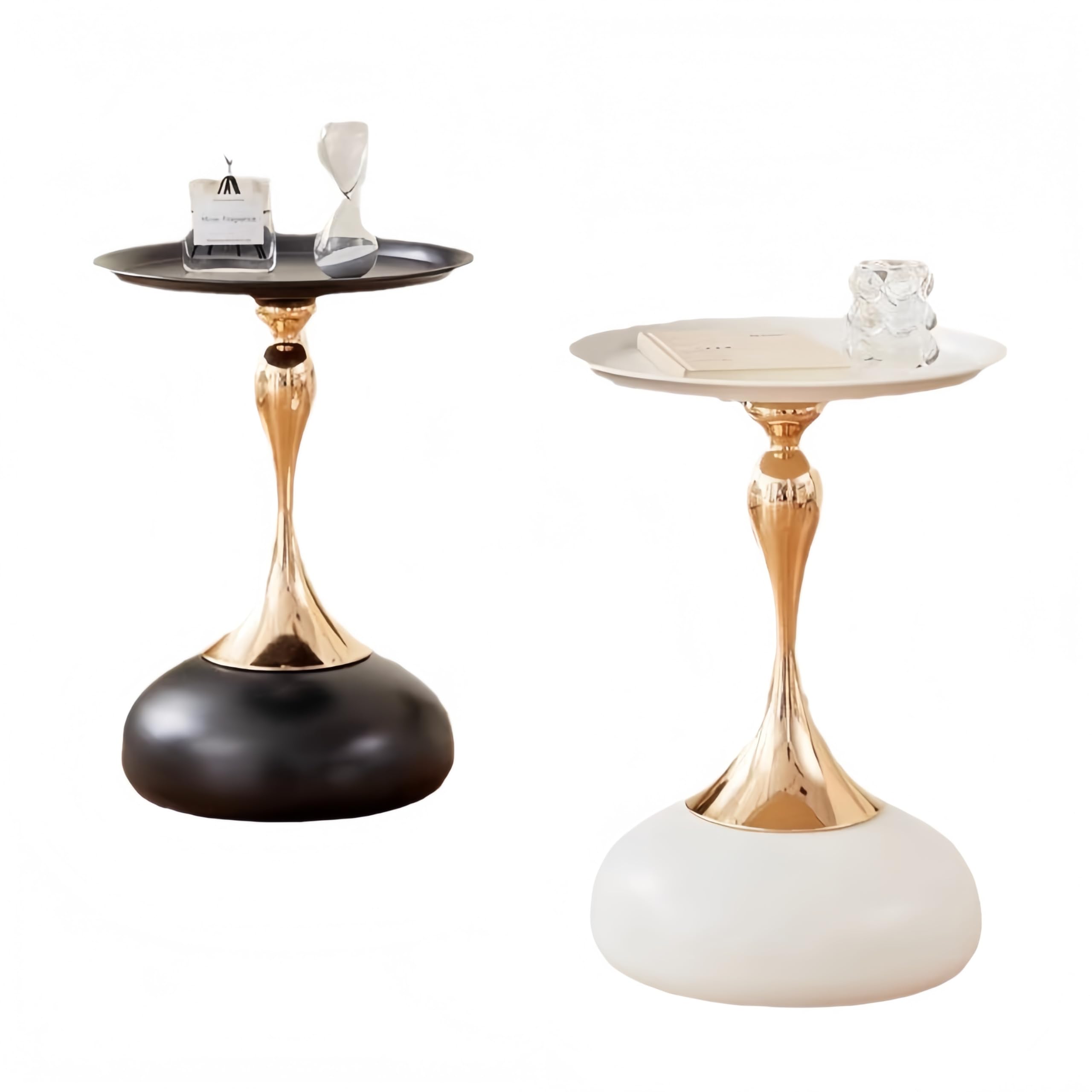 Leichter Luxus-Couchtisch, Wohnzimmer, Metall, bewegliches Krimskrams, Schlafzimmer, Nachttisch, kreatives Sofa, Seite mehrere Balkone, runder Tisch, italienischer Stil, Telefontisch (weiß)
