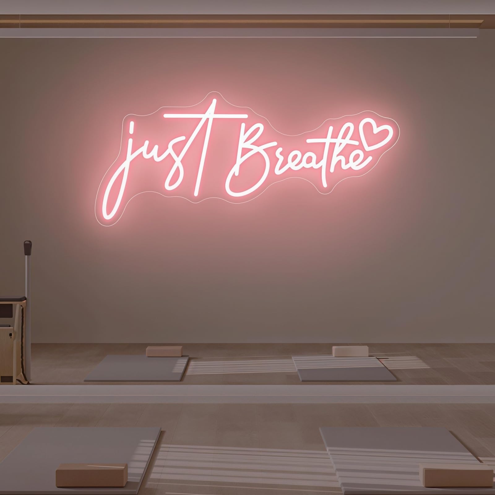 Just Breathe LED Neon Sign Yoga LED Sign for Yoga Room Pilates Studio Fitness Studio Home Bedroom Gym Decoration