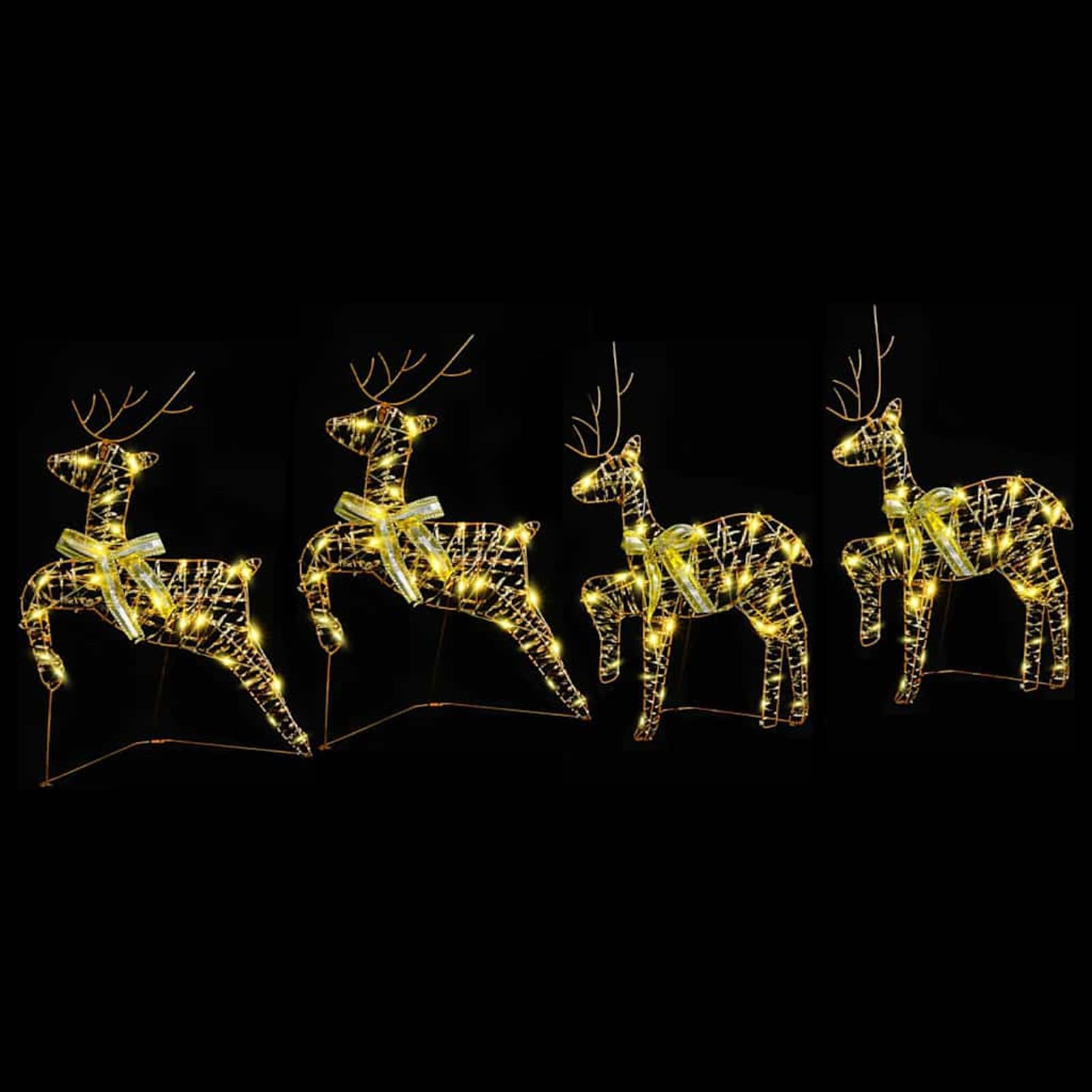 Gecheer LED Rentiere mit 80 LEDs 4 pcs Gold Haustier, Weihnachtsdekoration für Weihnachtsmarkt Festliche Eventdekoration Garten Rasen Terrasse Vorgarten Fassade3399384