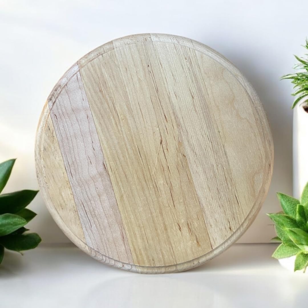 PARENCE – Zestaw 2 okrągłych drewnianych desek o długości 23 cm – drewniany talerz kuchenny do krojenia, podawania i prezentowania – solidny i wszechstronny okrągły stół – 2 części