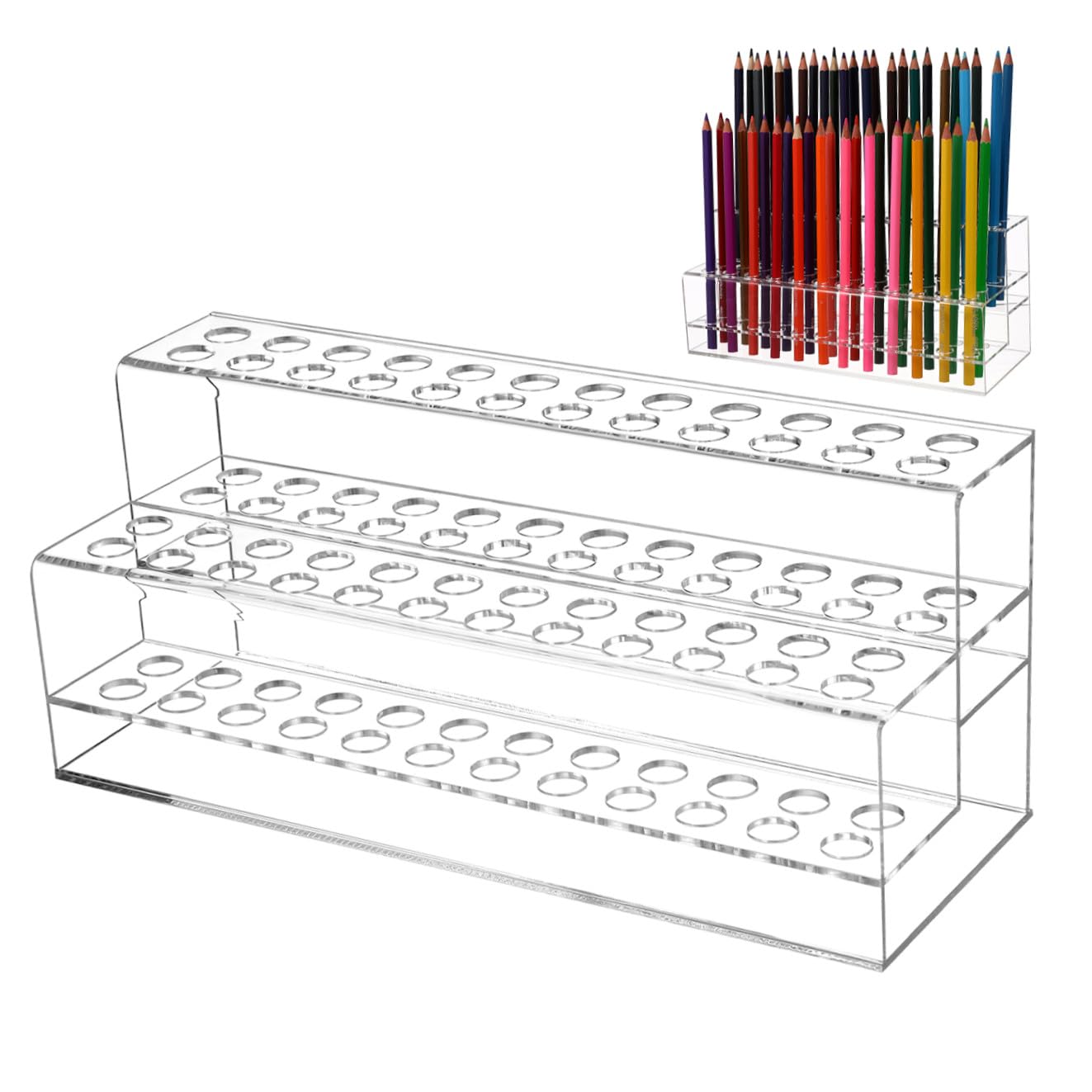 Cabilock Portapenne Design a Scomparti da Scrivania in Plastico Grande Capacità e Struttura Resistente, per Organizzare Penne e Pennelli in Casa o Ufficio