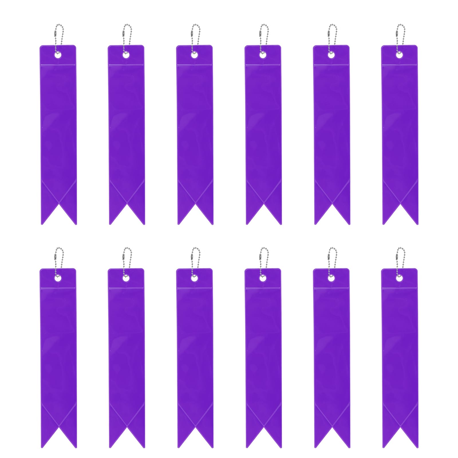 PATIKIL Safety Reflector 6"x1", 12 Pack Reflector Tag Pendant Reflective Safety Keychain Gear for Backpack Cycling Running Wheelchairs, Purple