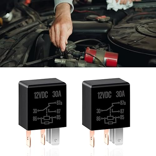 QODOLSI 2 interruptores de relé de 5 pines para automóvil, relé estable impermeable, 12V 30A SPST Kit de relé estándar resistente, universal para