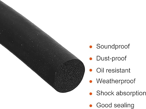 Miniatura 4 de uxcell Tira de sellado de goma de espuma, 0.197 in (1364 pulgadas) de diámetro, 23.0 ft (22.96 pies) de caucho EPDM redondo largo para juntas de