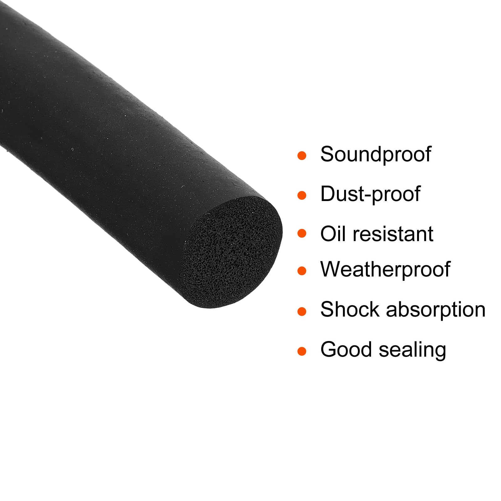QUARKZMAN Bande d'Étanchéité en Mousse Caoutchouc, Diamètre de 20mm (25/32") de 2 Mètres de Long en Caoutchouc EPDM Rond pour Joints DIY Tampons Tubes en Mousse