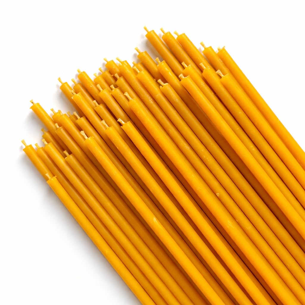 700 Candele Sottili in Cera d’Api Naturale 16cm x 5mm – 40 Minuti Combustione Pulita Senza Fumo e Gocciolamenti – Per Preghiera, Altare e Devozione – CanBee