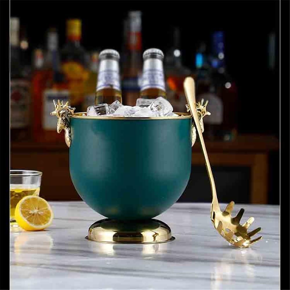 Cubo de champán Cubo de pellets de Hielo for Barra, Cubo for Hielo, Cubo for champán, Cubo for Enfriar Bebidas, Cubo for Hielo de Acero Inoxidable Enfriador de Cerveza, Bebidas y Vino(Green)