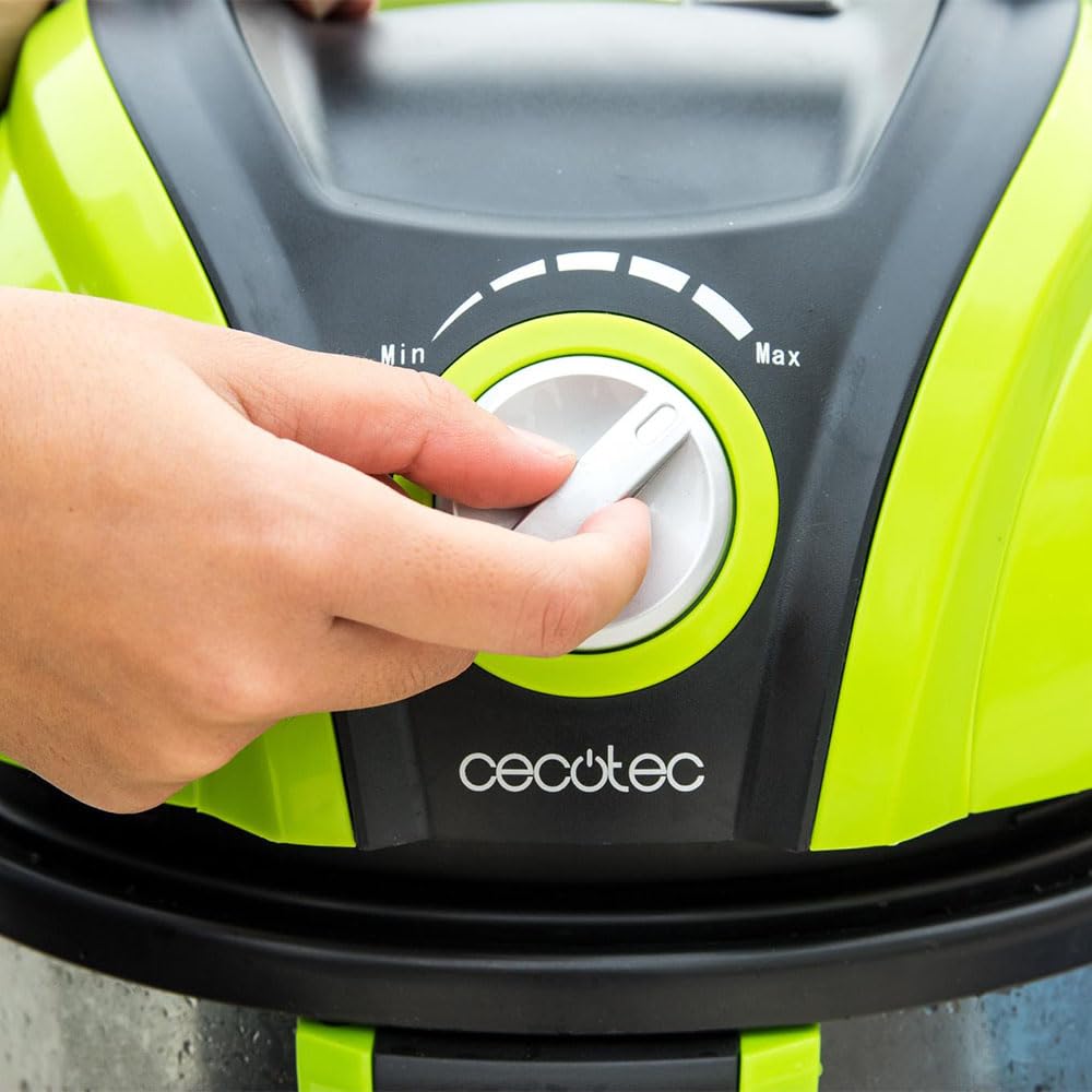 Cecotec Aspirador de Sólidos y Líquidos sin Bolsas Wet&Dry T. 1200W, 7 Metros de Radio de Acción, Capacidad 15 L, Filtro HEPA y Filtro de Agua, Regulador de Potencia, Soplador, 5 Accesorios