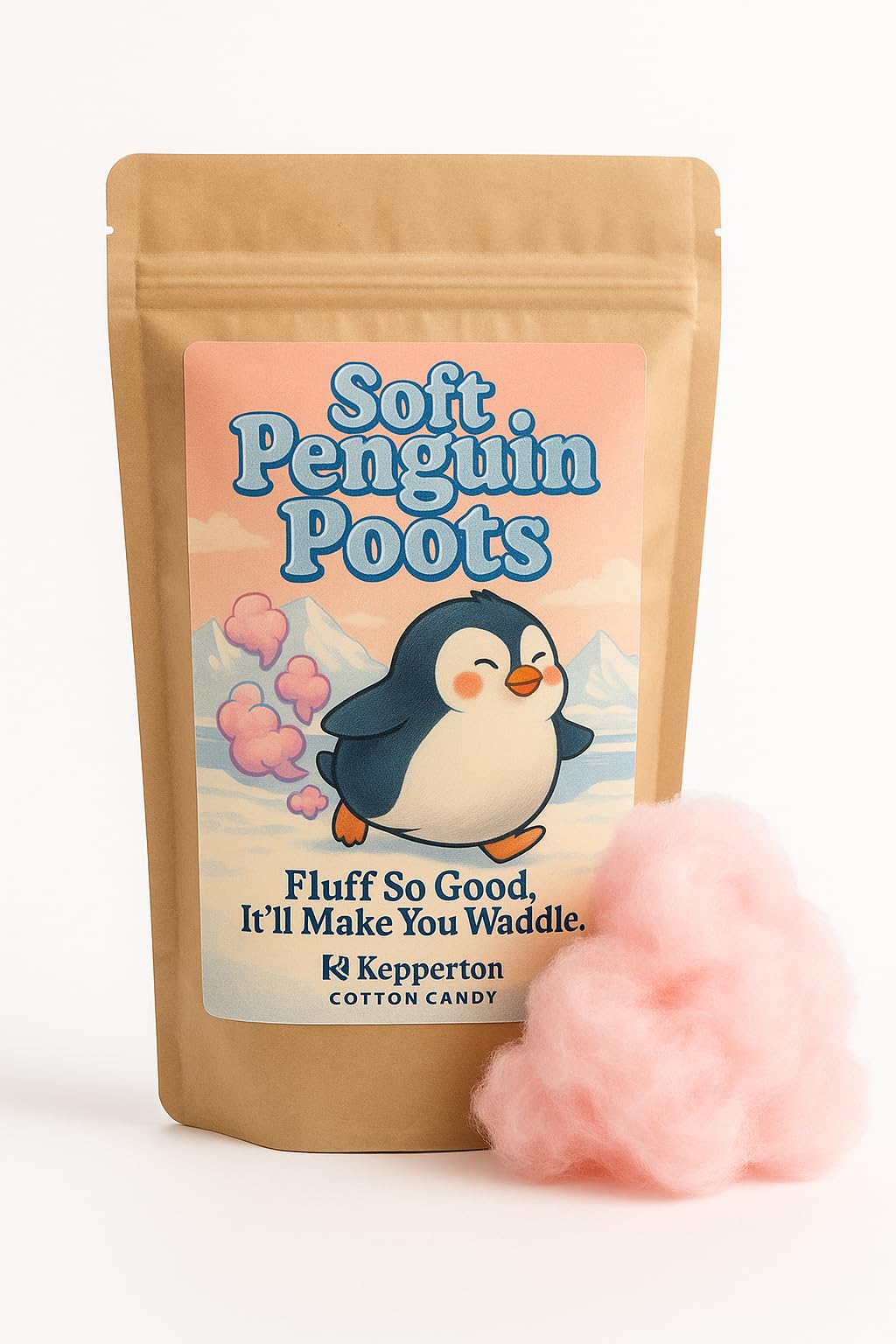 Soft Penguin Poots Cotton Candy - Whimsical Novelty Treat for Birthdays, Holidays, and Parties - Fluff So Good, Itll Make You Waddle
