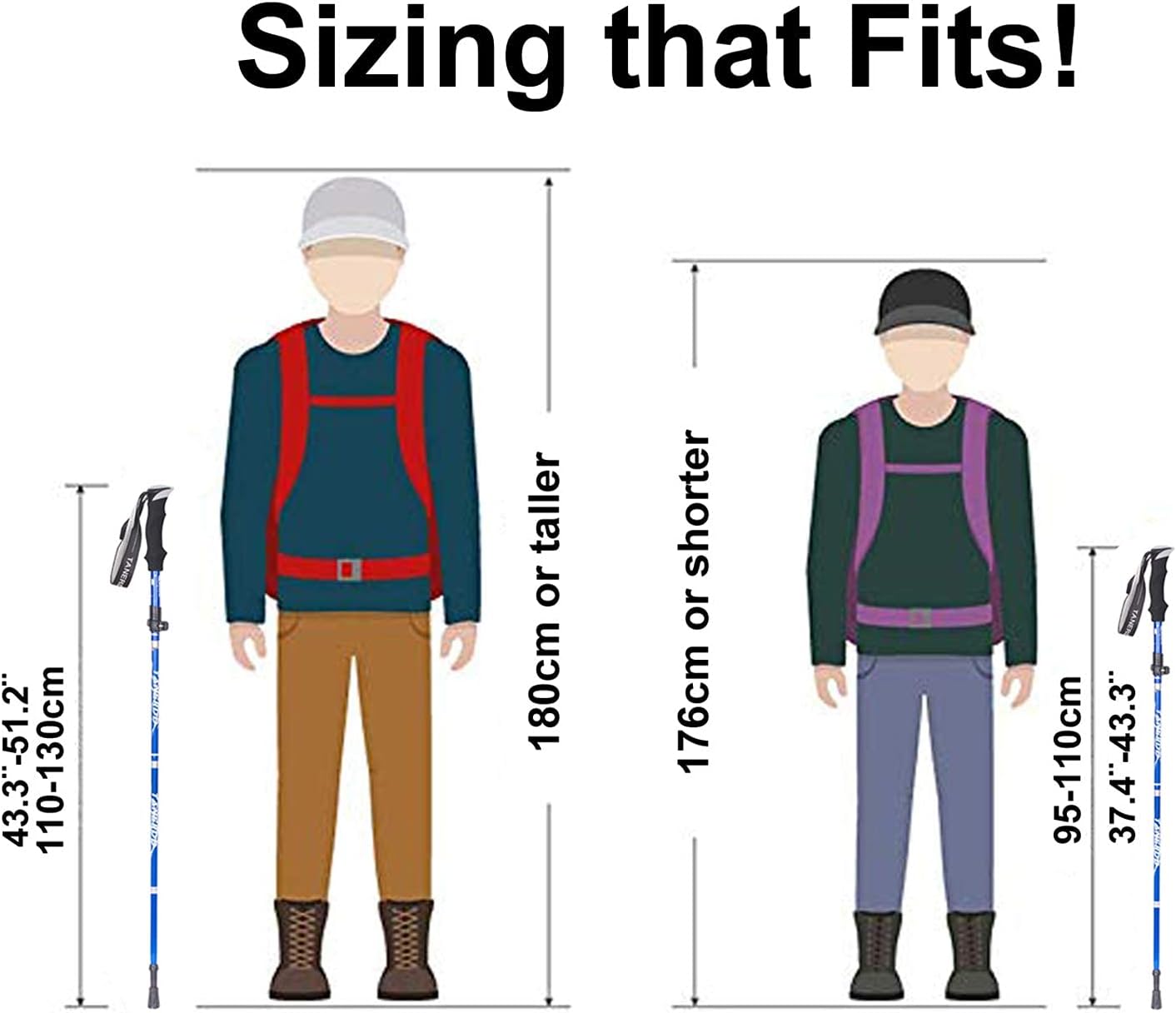 Trekking Poles, Foldable and Portable Hiking Trekking Poles, Strong Grip and Soft and Comfortable Handle, Sturdy and Durable, Suitable for Men and Women (Black Short)