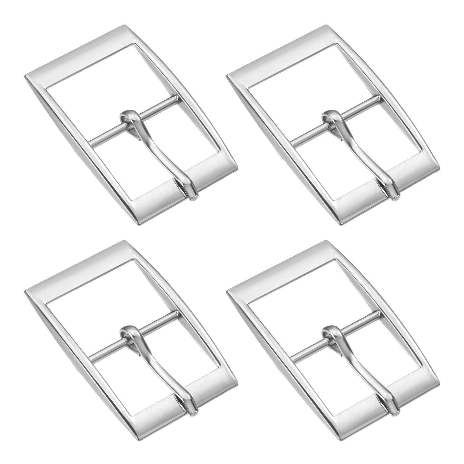 TIXIPEM 1 IN(25mm) Metal Single Prong Buckle [4Pcs] - Webbing Belts Center Bar Buckle Use for Leather Bags Craft & Purse & DIY Accessories - [Silver Tone] Square Loops Clasp