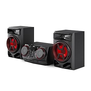 LG CK43N - Microcadena XBOOM, Sistema de Sonido 300W, Bluetooth, USB, Entrada Aux, Sincronización TV, Control de Fiesta, Ecualizador, Reproductor MP3, Audio Potente para Casa y Fiestas, Negro