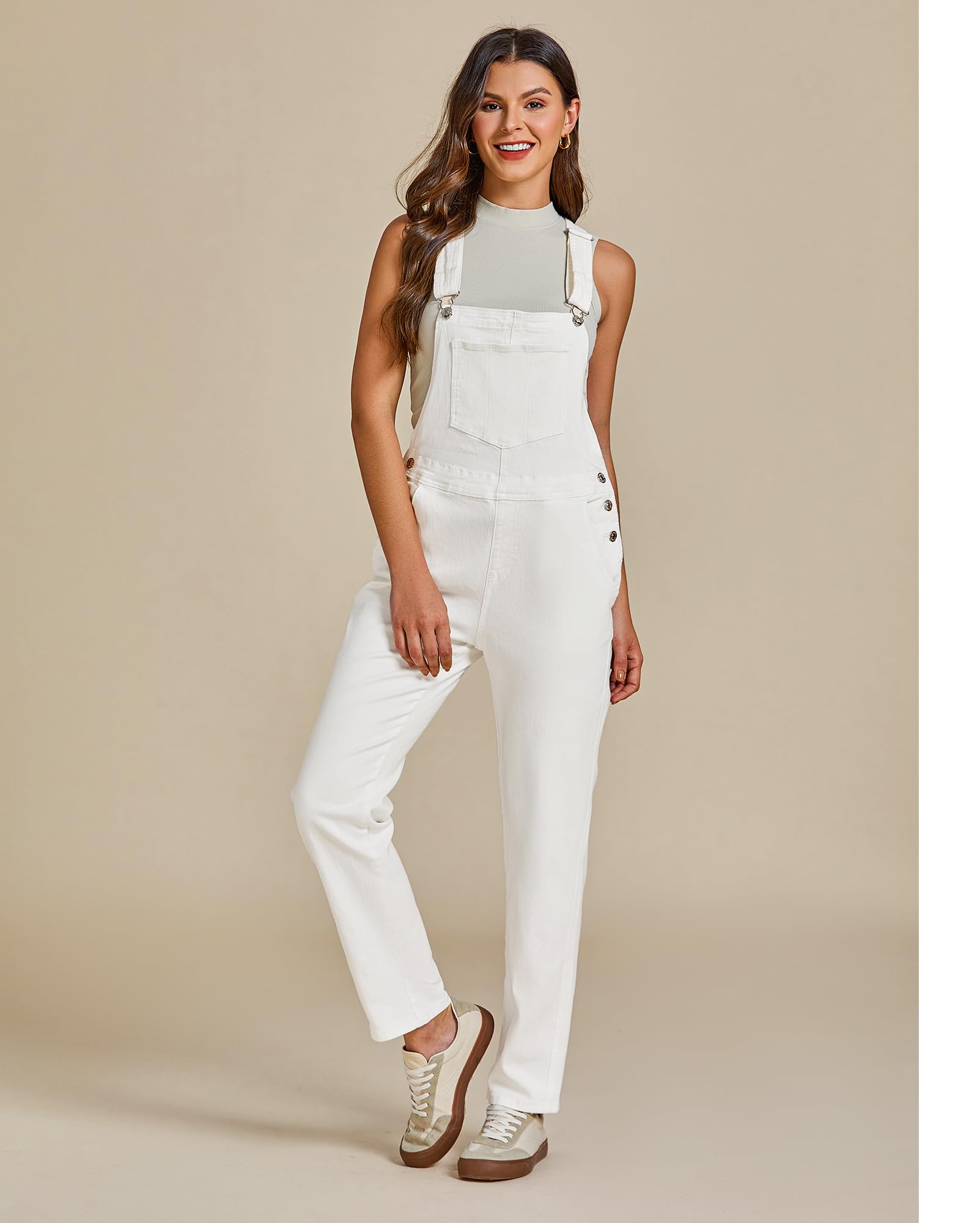Vetinee Damen Latzhose Jeans Baggy Jumpsuit Oversize Overall mit Taschen