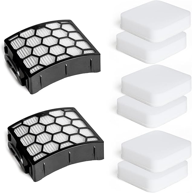 2 Pack Hepa Filters & 6 Pack Foam Filters Replacement for Shark Lift-Away Upright Vacuum Cleaner NV602UK NV602UKT NV702