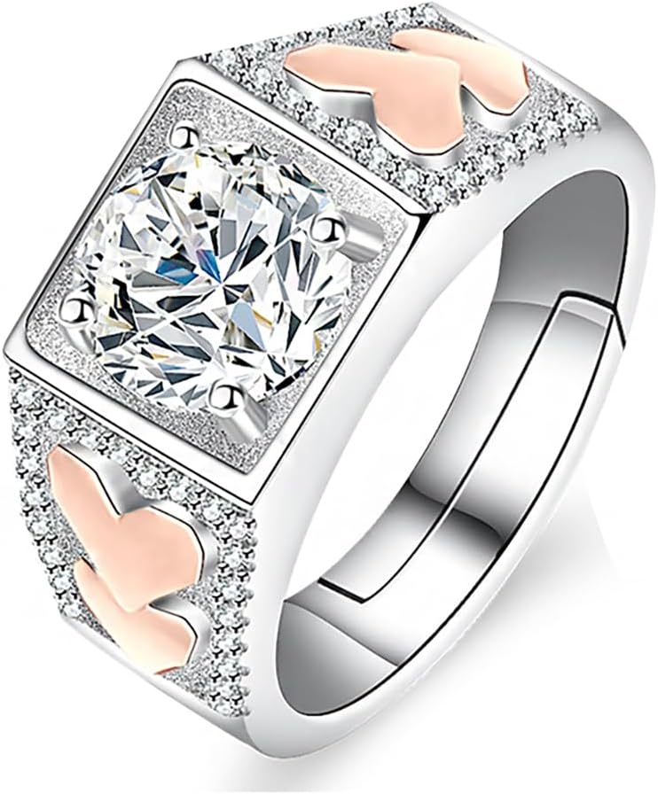 14K Gold Heart 1/2 Carat Diamond Matching Rings for Couples, Wedding Bands for Women and Men,VVS2,D-color,Gift for Wife Wedding Present