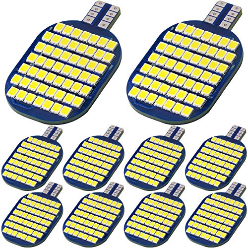 10PCS Super Bright 921 194 LED Light Bulb For RV, 54SMD 2835 Chipsets indoor T10 LED lights, 912 922 904 12V LED Lamp for RV Ceiling Marine Boat Motorhome Interior Dome Trailer Camper 6000K White