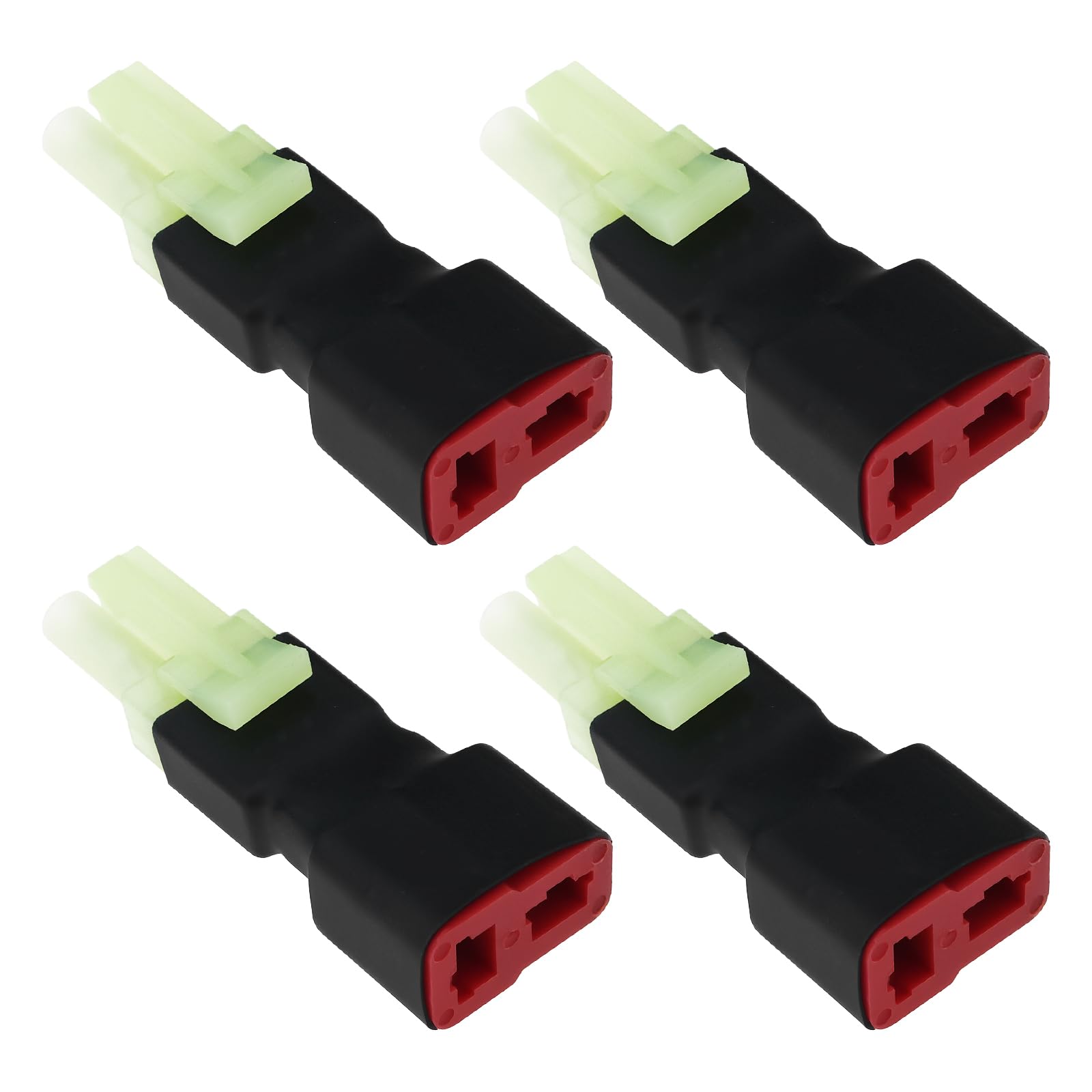 eMagTech 4Pcs Deans T-Plug to Mini T Connector Adapter Compatible with T-amiya for Airsoft Lipo Battery Conversion,Deans Feale to Mini-T Male
