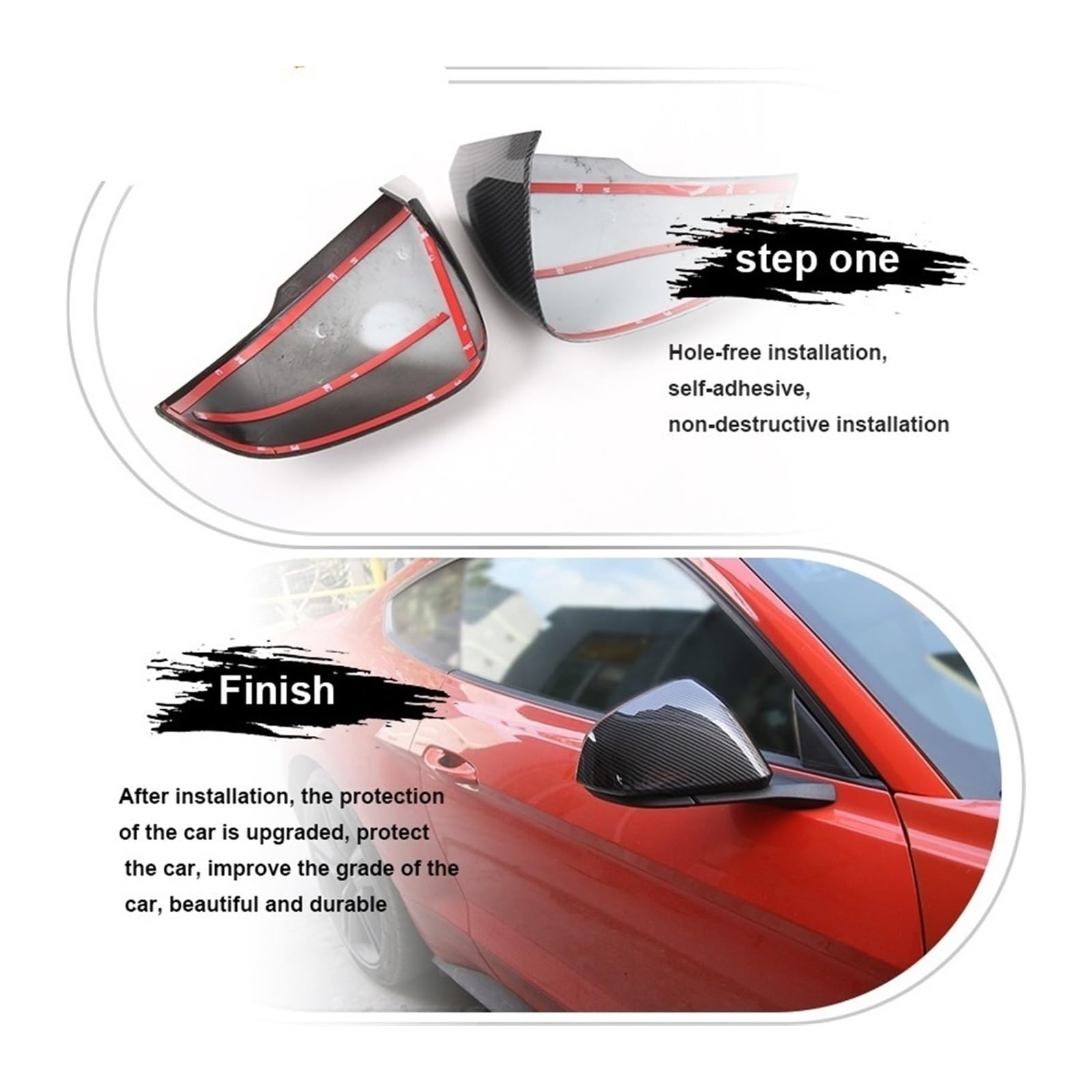 Vervangende hoes voor autospiegel Voor Ford Voor Mustang 2015-2019 Auto Exterieur Zij Achteruitkijkspiegel Decoratie Cover Accessoires Spiegelkappen(USA Black