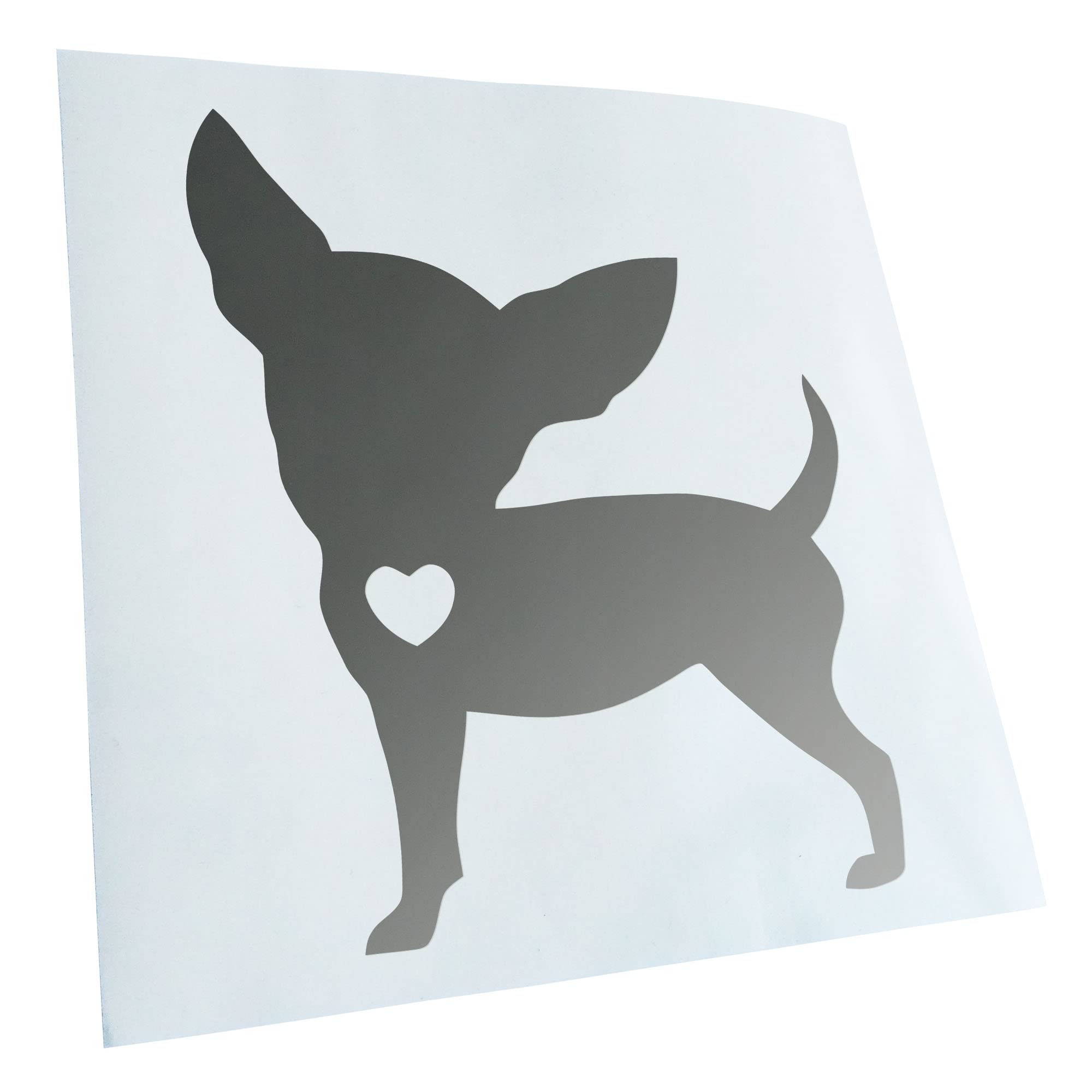 Kiwistar - Car Sticker - Silver - 60 x 50 cm Chihuahua Love Silhouette - Rear Window Car Sticker Weatherproof for Car Truck Moped Truck - Sticker Exterior Self-Adhesive Tuning Accessories for Window
