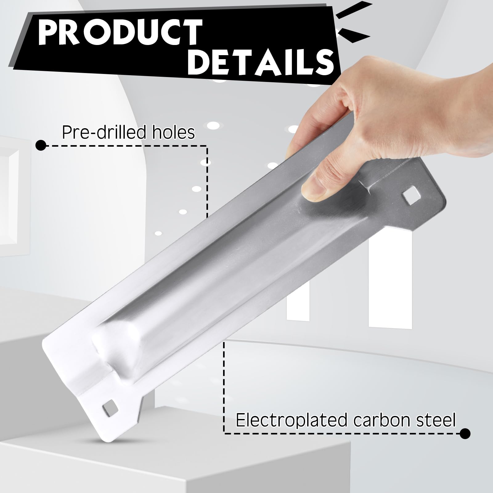Landhoow 6 piezas de 7.6 cm x 27.9 cm Pestillo Protector de puerta de acero al carbono galvanizado, placa de seguridad contra entrada forzada, fácil de instalar para puertas salientes