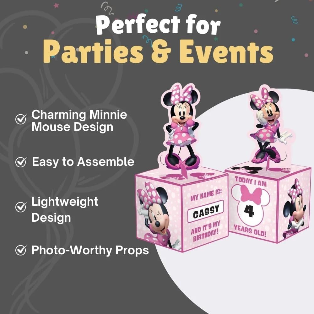 amscan Minnie Mouse Party Table Centerpiece- 8" | Pink | Pack of 6