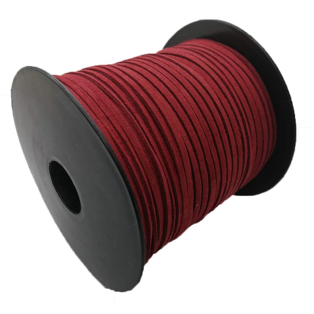 PAMIR TONGFaux Leather Cord for Jewelry Making 100 Yards 2.6mm Thin Suede String Rope Maroon Bracelet Cords DIY Crafts String for Necklace-Dream Catcher Supplies-Hat- Walking Stick