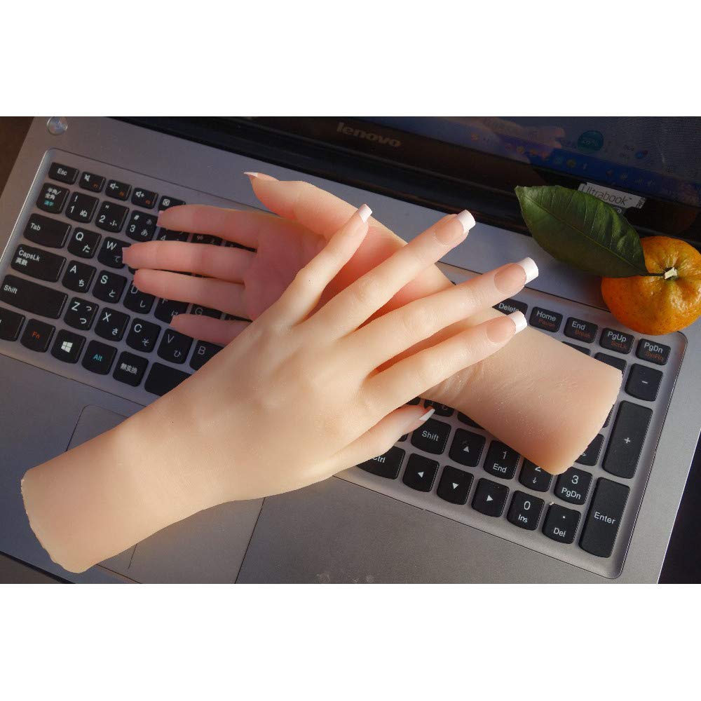 Piedi o mani in silicone, mano realistica in silicone, modello a mano in silicone, 1 paio di mani finte femminili a grandezza naturale in silicone morbido flessibile per anello braccialetto e Gl
