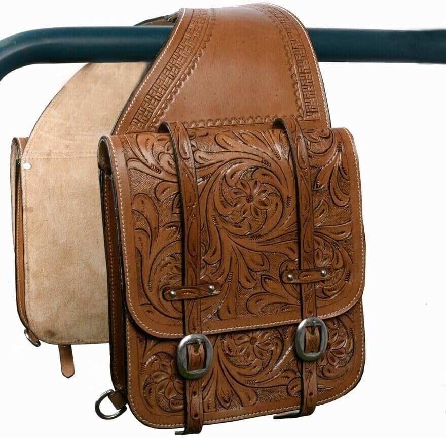 Premium Western Leather Saddle Bag for Horse Carrier Equestrian Western Horse Saddle Bag Size- Medium.
