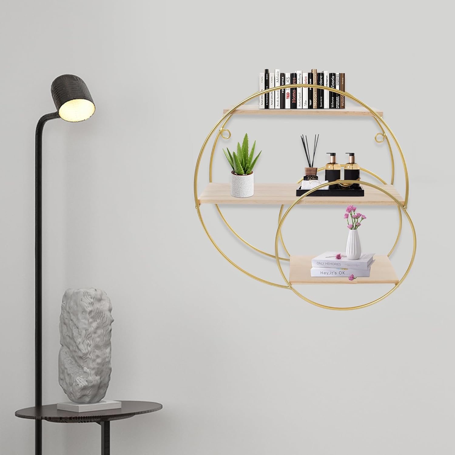 Floating Shelvesa,an Irregular Three-Layer Storage Rack (1, Round)