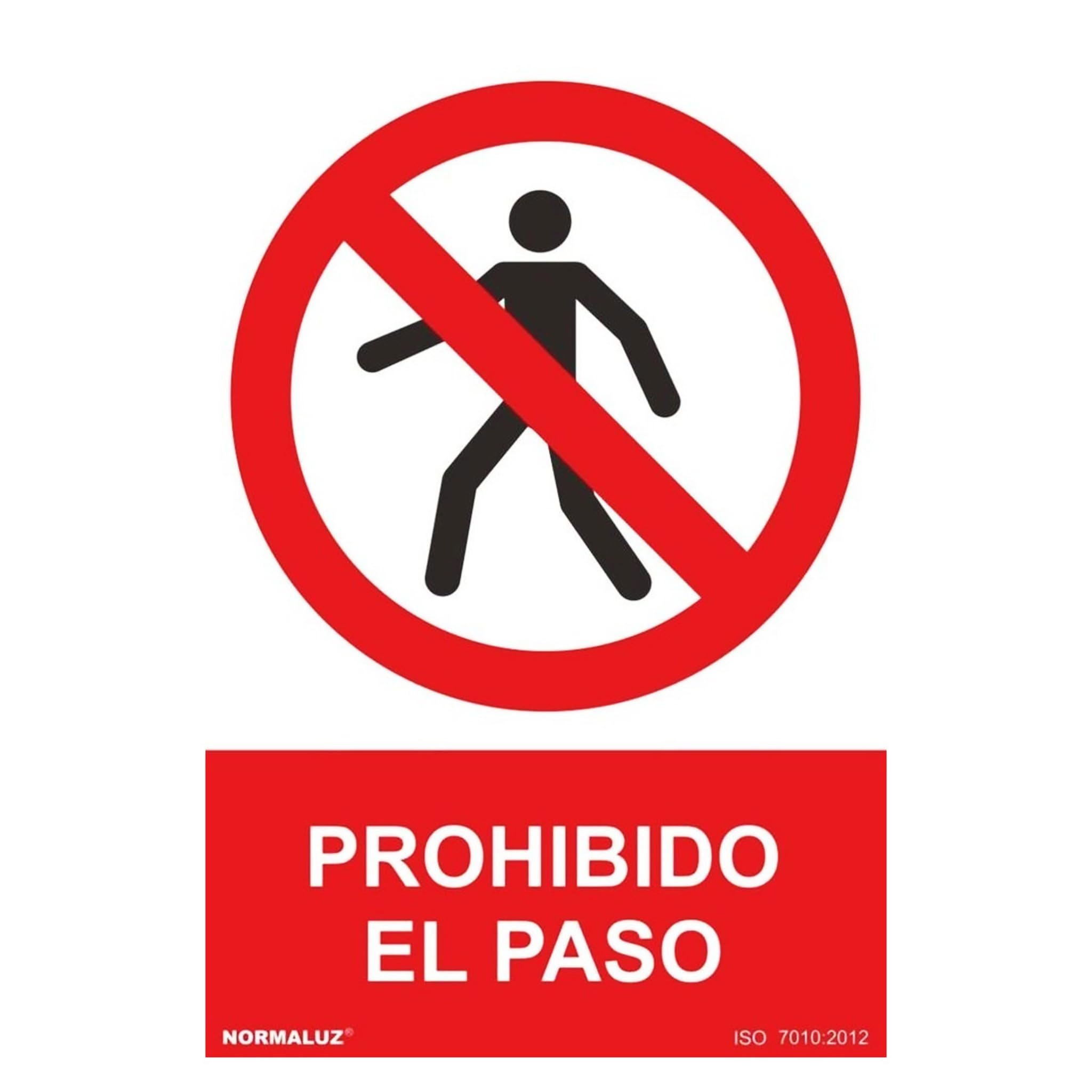 Bricoloco Placa Señal prohibido el paso adhesivos de vinilo para uso interior y exterior con tintas UV Alta Visibilidad AV (Rojo, blanco, negro, 200x300mm(pack de 24 uds))