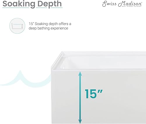 Vista 100 de Swiss Madison Well Made Forever SM-AB540MB Voltaire - Bañera de alcoba con faldón, 60 x 30 pulgadas, negro mate Mate negro