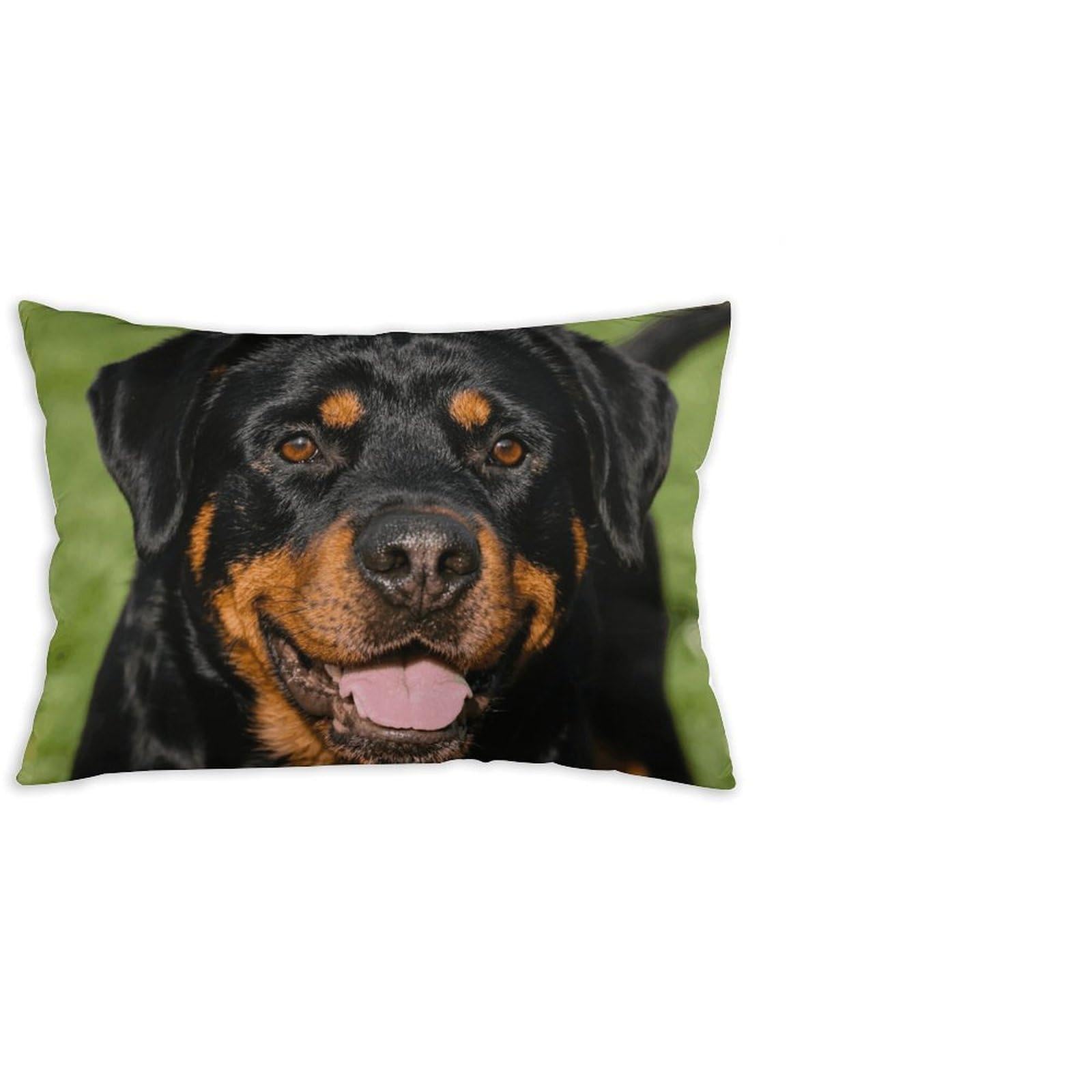 FodPand Decorative Throw Pillow Covers 12x20 Short Plush Rottweiler Body Pillowcase Cushion Cases with Invisible Zipper Rectangle Lumbar Pillow Shells for Sofa Couch Chair Bed Home Decor