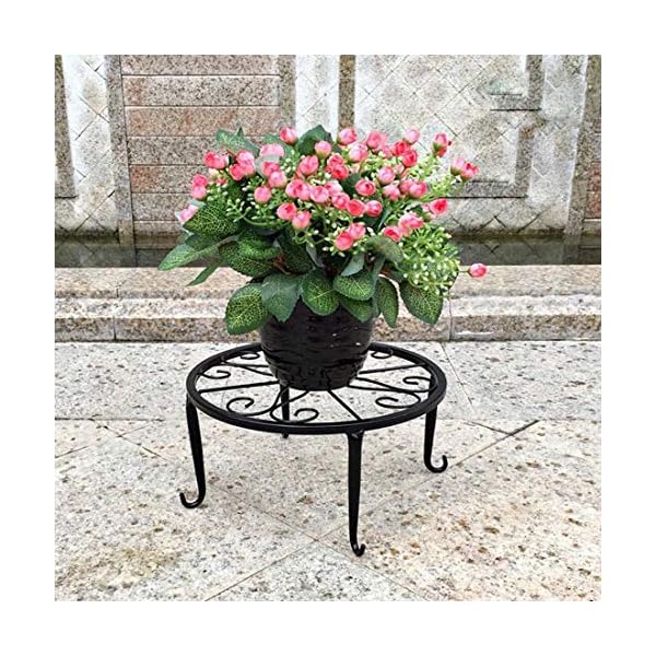 Indoor Plant Stand - Plant Stands Outdoor Metal 3 Pack Durable Round Flower Pot Rustproof Iron Rack Perfect for Home, Garden, Patio（9 Inches, Black） - Image 8