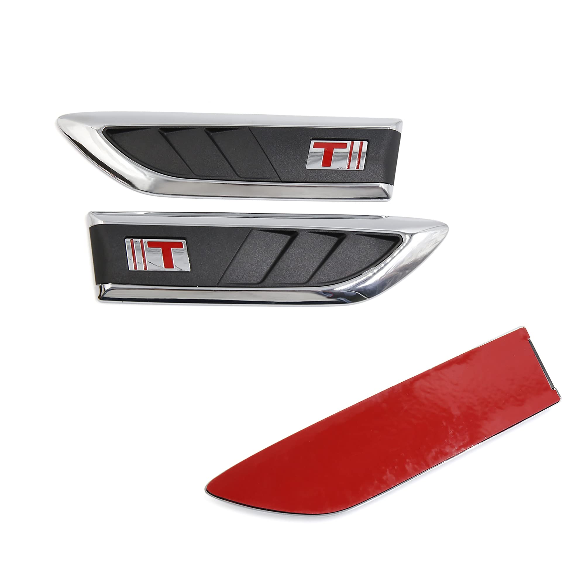 Lufteinlass Aufkleber Für Motorhaube - 2er Set Hai-Kiemen Design ABS Chrom