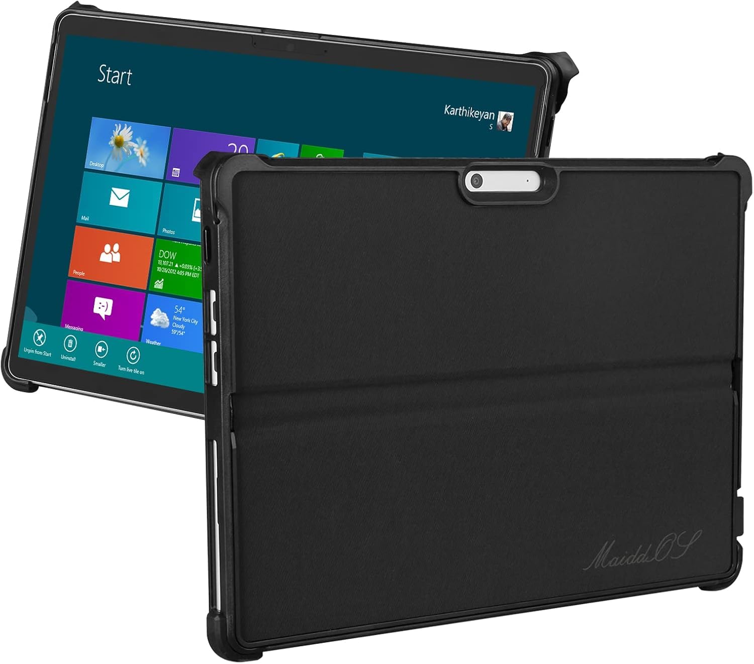 Maiddos Soft Leather Hard Back Shell Tablet Case for Microsoft Surface Pro 8 Shockproof Multiple Angle Viewing Business Cover