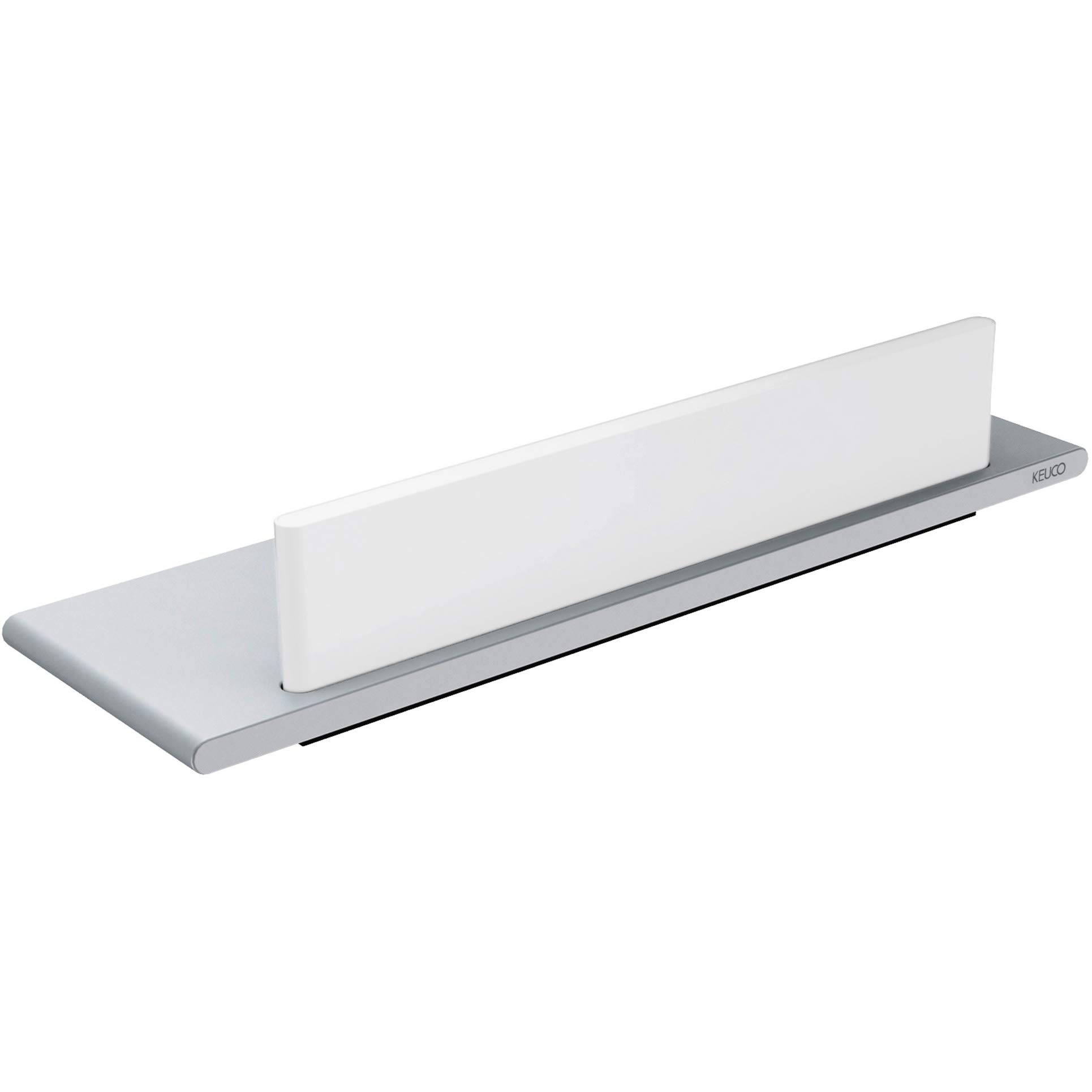 Keuco Edition 400 11559170000 Mensola in Alluminio per Doccia con Elemento Rimovibile in Vetro, Colore: Argento anodizzato/Bianco