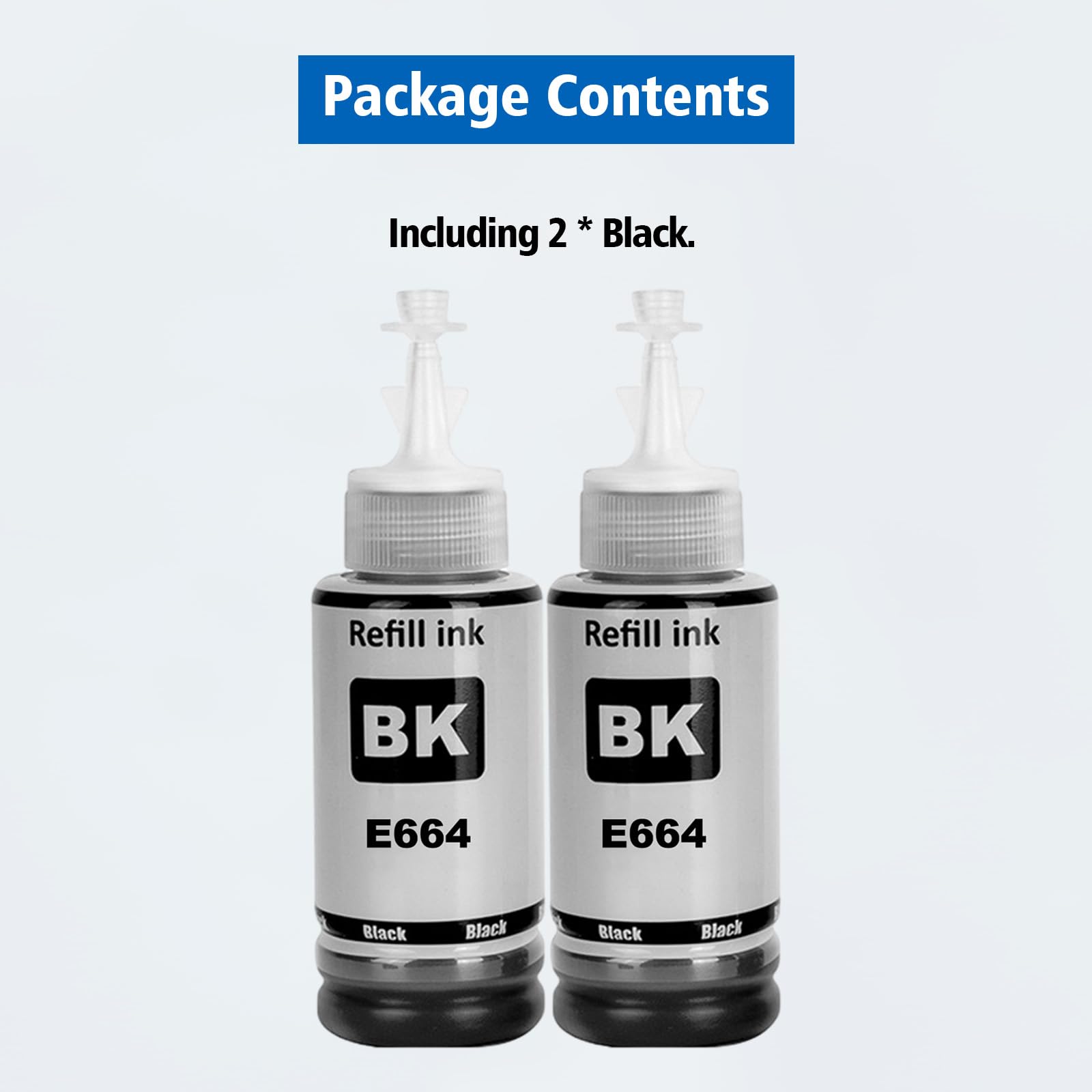 ASEKER E664 Inchiostro 2 Nero Compatibile per ET-2500 ET-2550 ET-2600 ET-2650 ET- 3600 ET-4500 ET-4550 ET-14000 ET-15000 ET-16500 L1300 L100 L110 L200 L210 L350 L355 L365 L455 L550 L555 (BK*2)