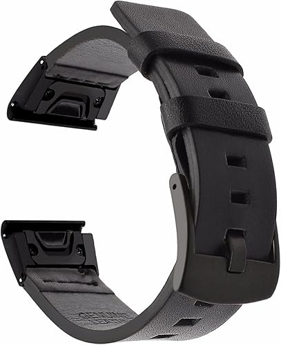 Correa de reloj de piel deportiva de 26 22 0.787in, correa de liberación rápida para Garmin Fenix 6X 6 6S Pro 5X 5 5S Plus 3HR 935 945 (color negro,