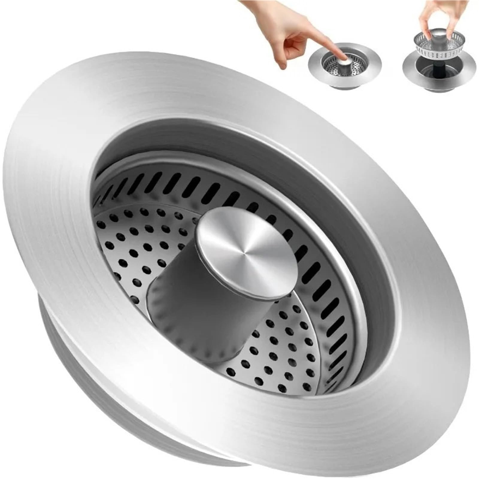 Sink Strainer 3-in-1 Stainless Steel Pop-Up Sink Stopper & Strainer